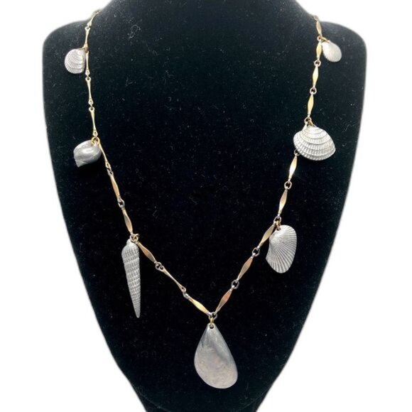 Jewelry - Seashell Charm Statement Necklace Silver and Gold Nicole Romano